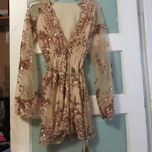 Rose gold sequin romper
